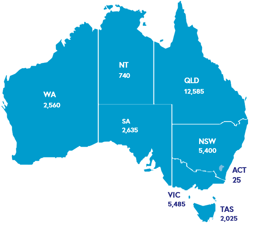 Worker data on Australia map at May 2025