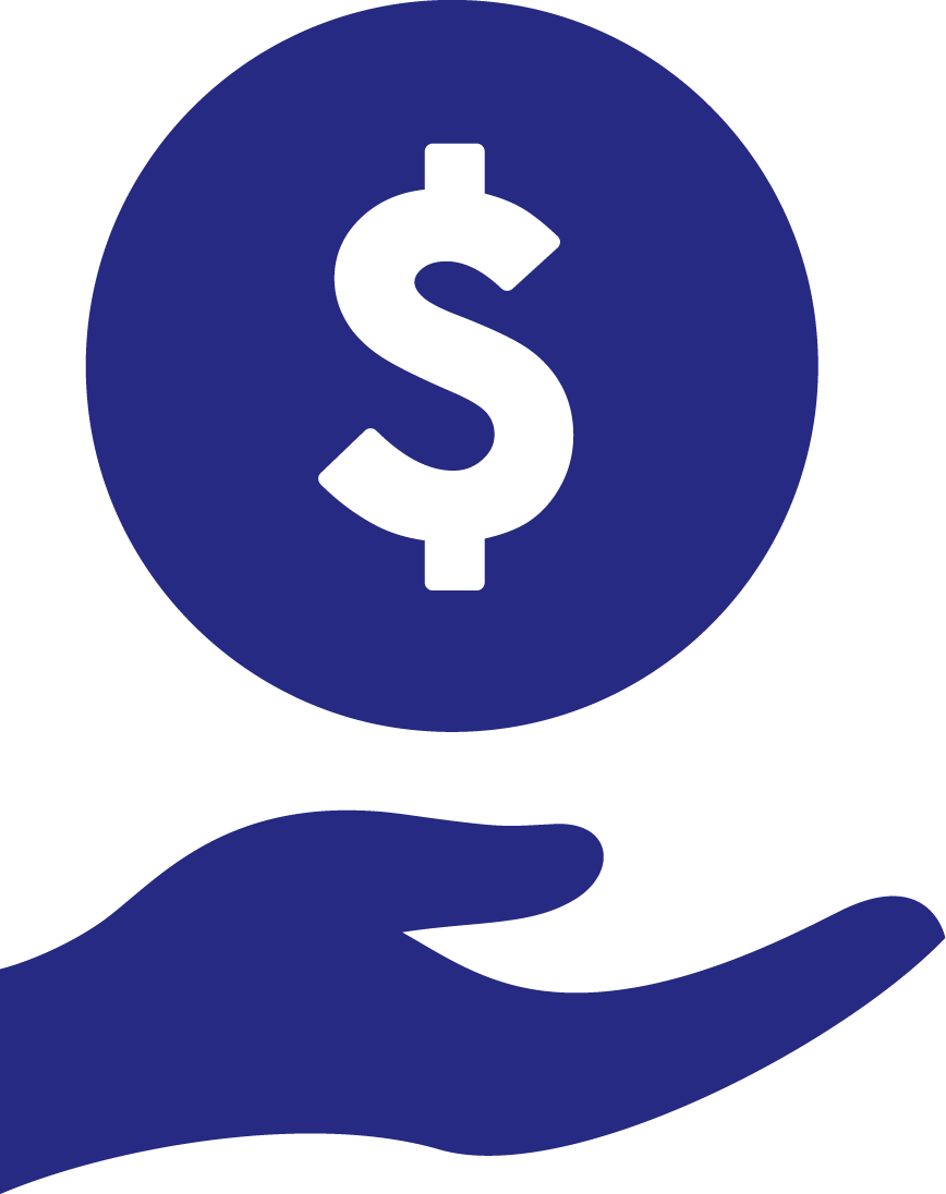 Money symbol and hand icon