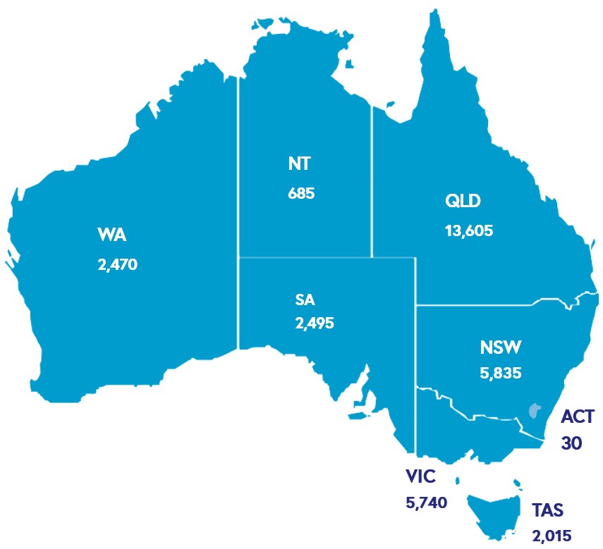 PALM scheme worker data by state and territory as at May 2025